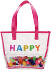 iScream Accessories Happy Clear Tote Bag with Pom-Poms