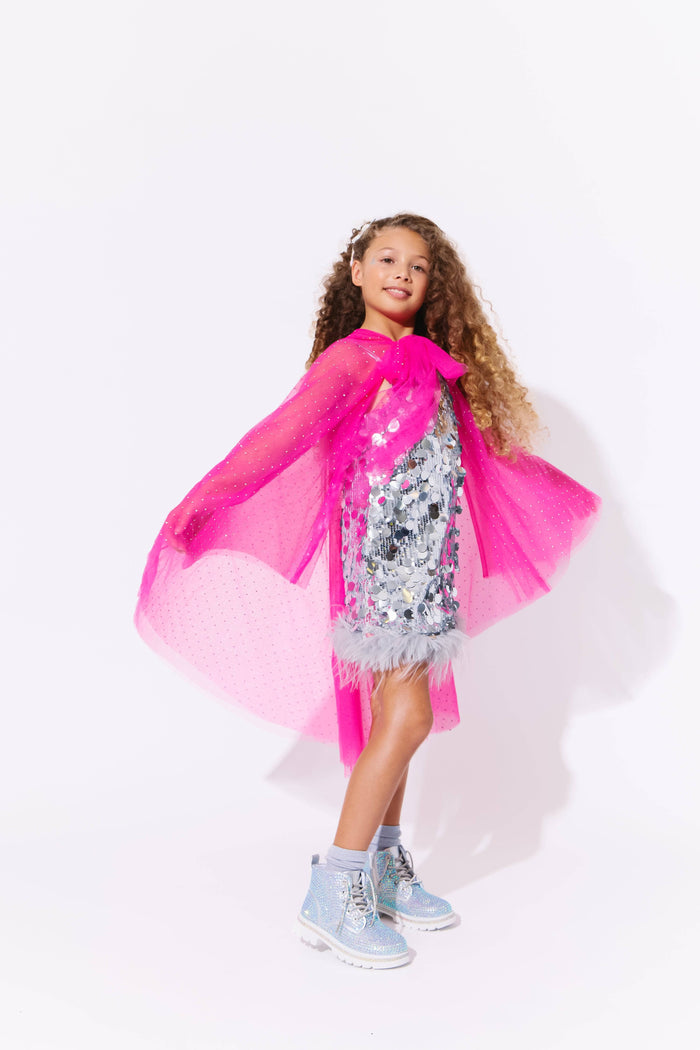 Lola + The Boys Hot Pink Crystal Cape, 7/8 Lola + The Boys Hot Pink Crystal Cape, 7/8