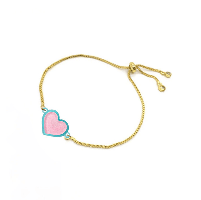 Top Trenz Accessories Pink / Blue outline heart J.V. Charm Club - Heart Bracelet