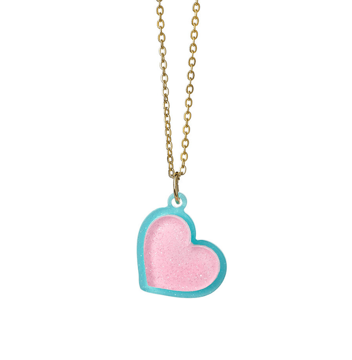 Top Trenz Accessories Pink / Blue outline heart J.V. Charm Club - Heart Necklace