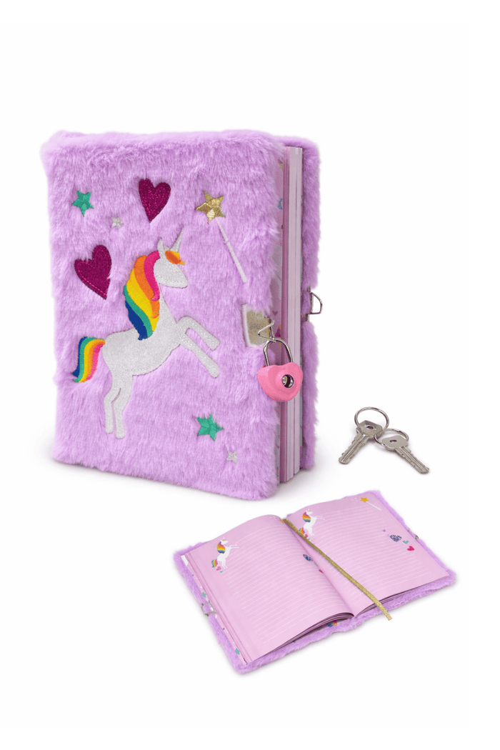 Lola + The Boys Accessories Magical Unicorn Lock & Key Furry Journal