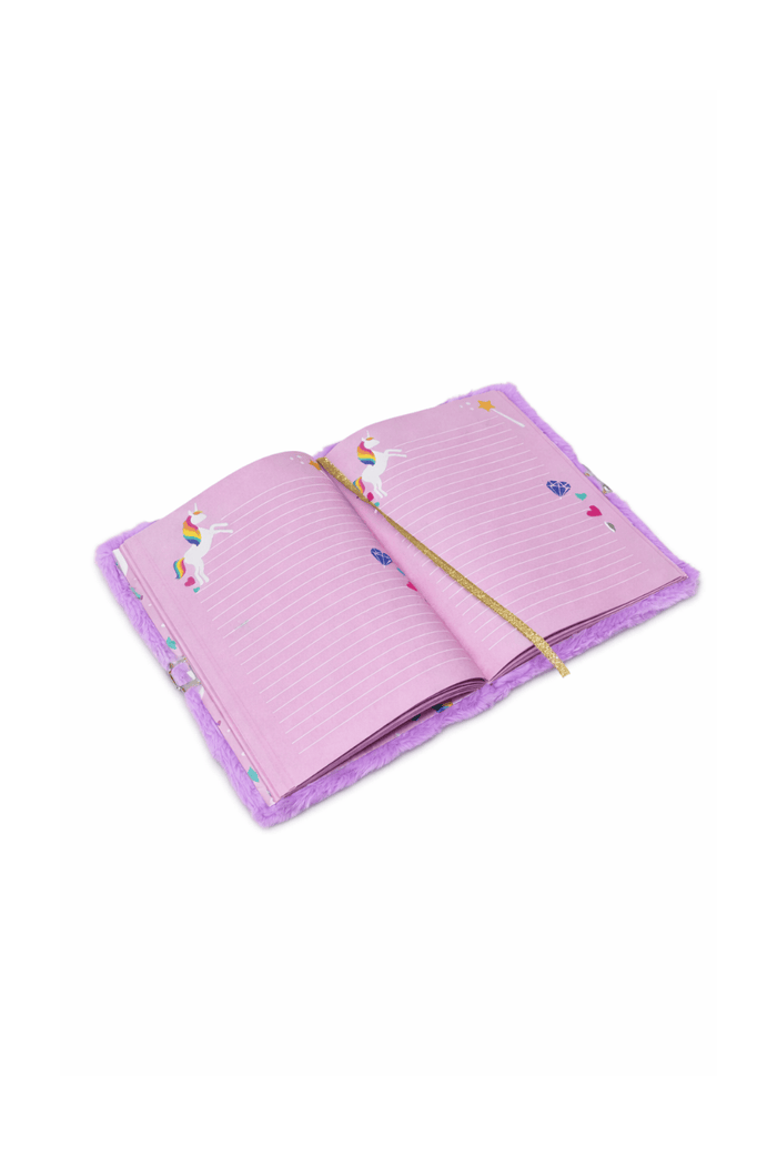 Lola + The Boys Accessories Magical Unicorn Lock & Key Furry Journal
