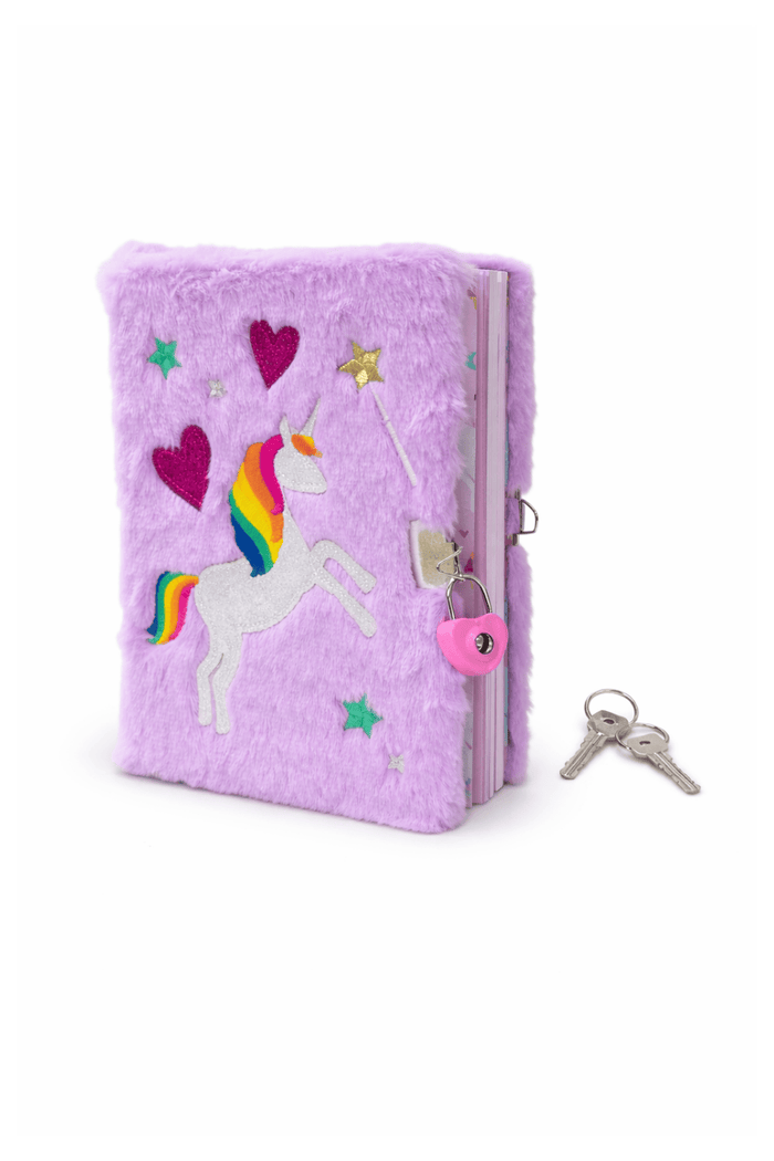 Lola + The Boys Accessories Magical Unicorn Lock & Key Furry Journal