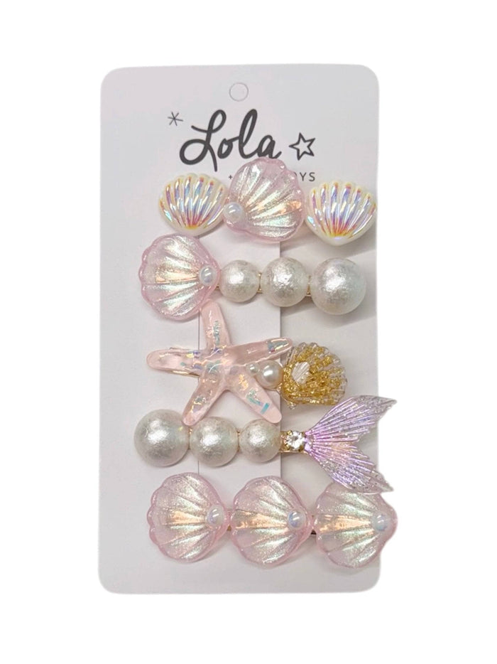 Lola + The Boys Accessories Mermaid Pearl Shell Hair Clips