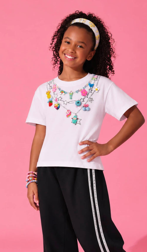 Lola + The Boys Accessories 2 Necklaces Charm Tee
