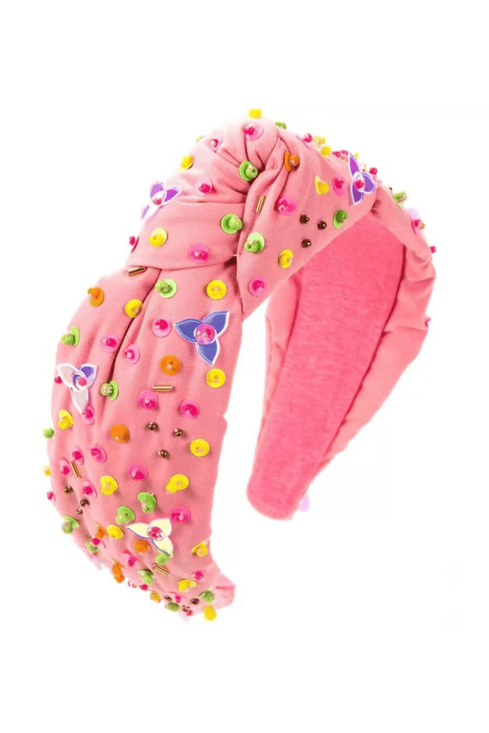 exclude-new-arriv Accessories Light Pink Neon Sequin Knotted Headband