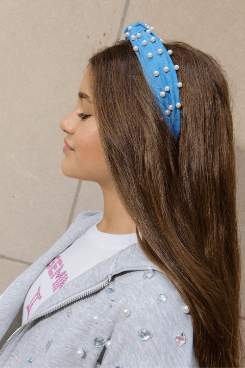 Lotus Accessories Pearly Denim Knotted Headband