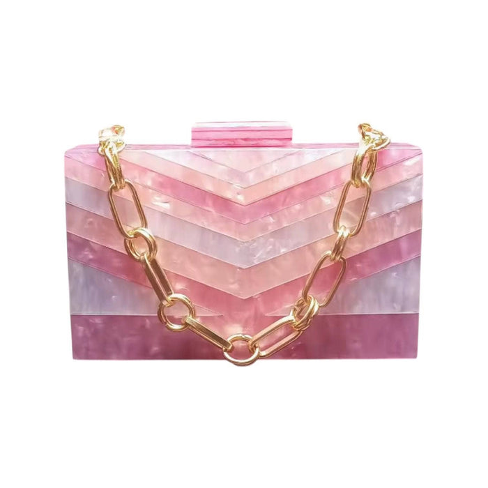 Lola + The Boys Accessories Pink Acrylic Zig Zag Clutch
