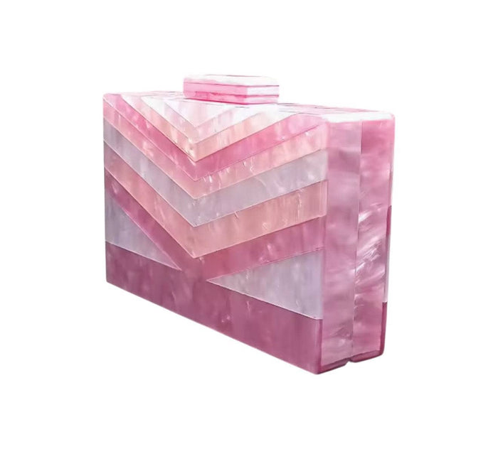Lola + The Boys Accessories Pink Acrylic Zig Zag Clutch