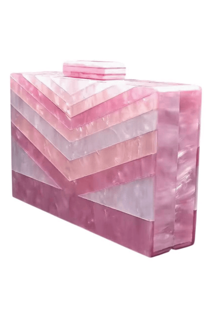 Lola + The Boys Accessories Pink Acrylic Zig Zag Clutch