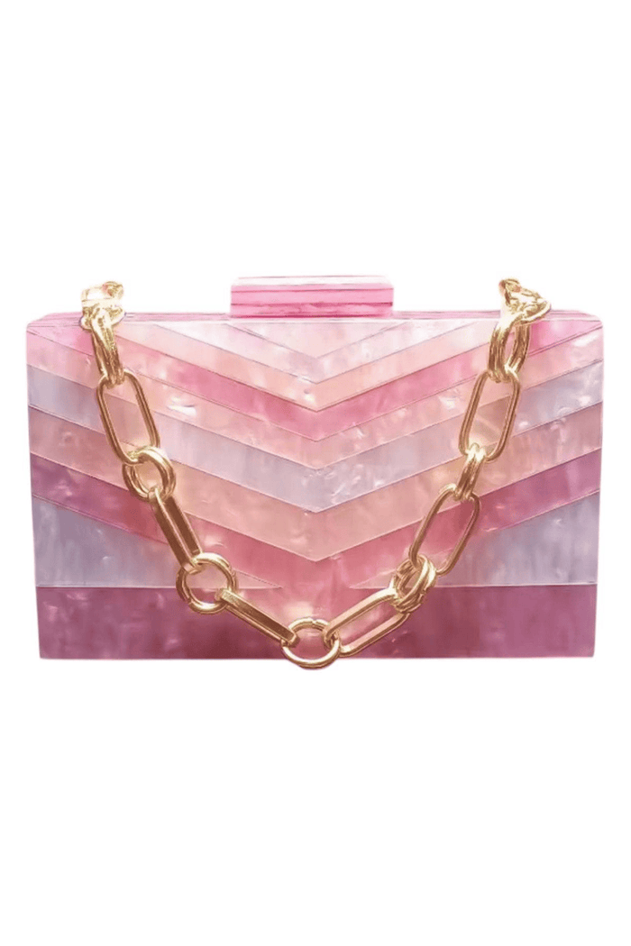 Lola + The Boys Accessories Pink Acrylic Zig Zag Clutch