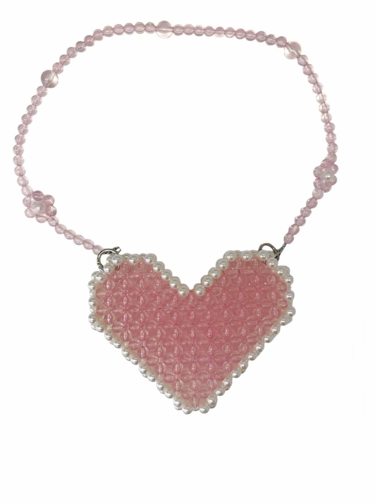 Pink Heart Beaded Purse