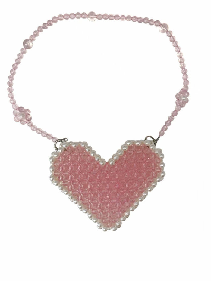 Lola + The Boys Accessories Pink Heart Beaded Purse