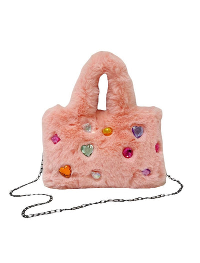 Lola + The Boys Accessories Pink Plush Gem Tote