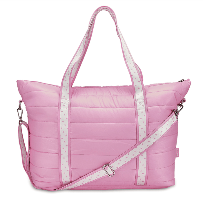 Top Trenz Accessories Pink Puffer Tote Heart Strap