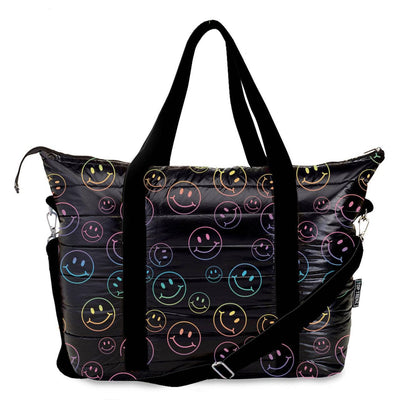 Top Trenz Accessories Puffer Spray Happy Printed Tote Bag