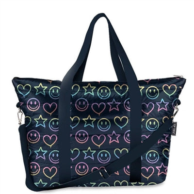 Top Trenz Accessories Puffer Spray Happy Printed Tote Bag