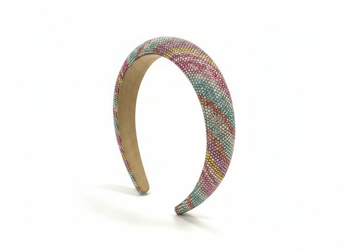 Lotus Accessories Sherbet Stripes Rainbow Encrusted Headband