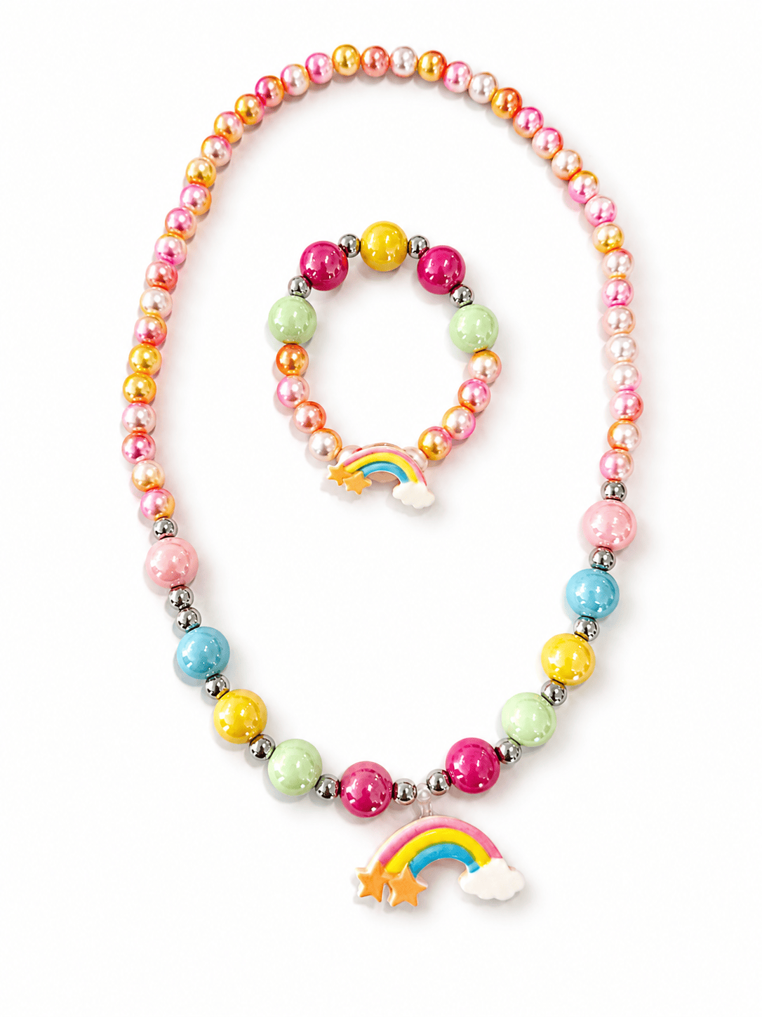 Rainbow Vibes Beaded Bracelet and Necklace Set
