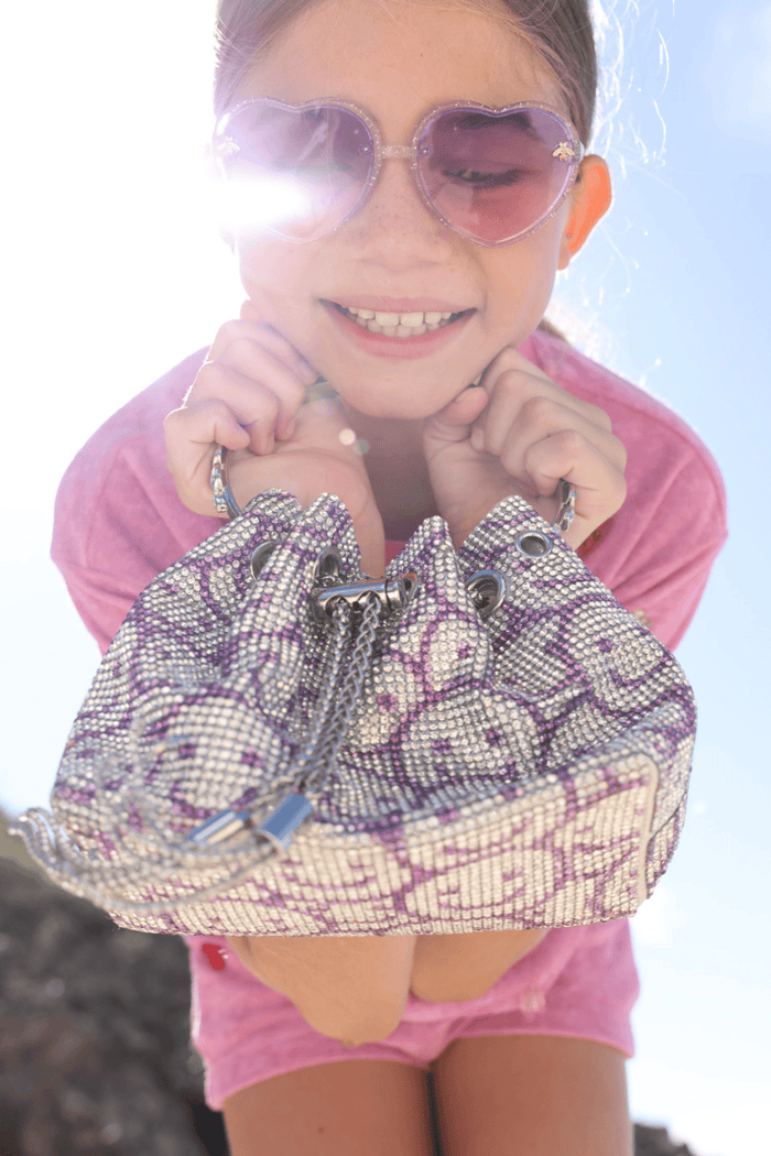 Lola + The Boys Accessories Lavender Smile Rhinestone Bucket Handbag