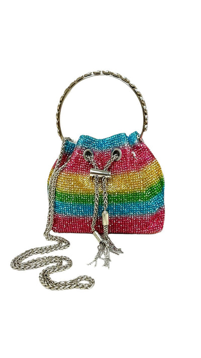 Lola + The Boys Accessories Rainbow Rhinestone Bucket Handbag