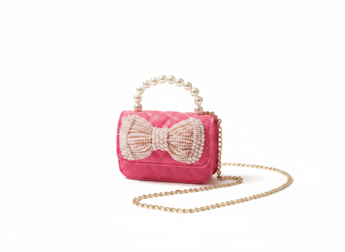 Lola + The Boys Accessories Hot Pink Shimmer Pearl Bow Purse