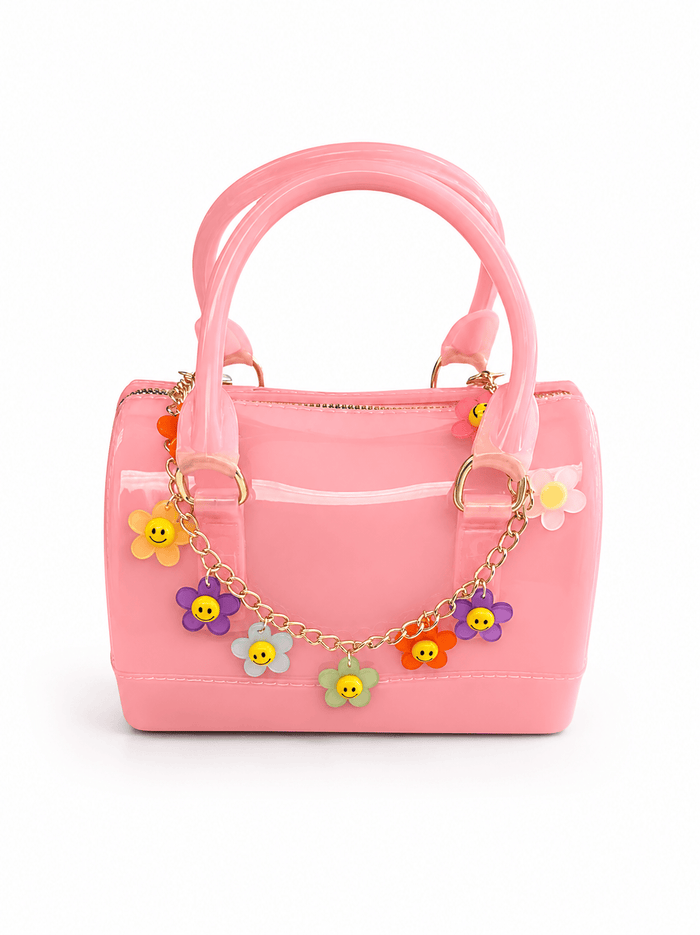 Lola + The Boys Accessories Light Pink Smiley Flowers Jelly Purse