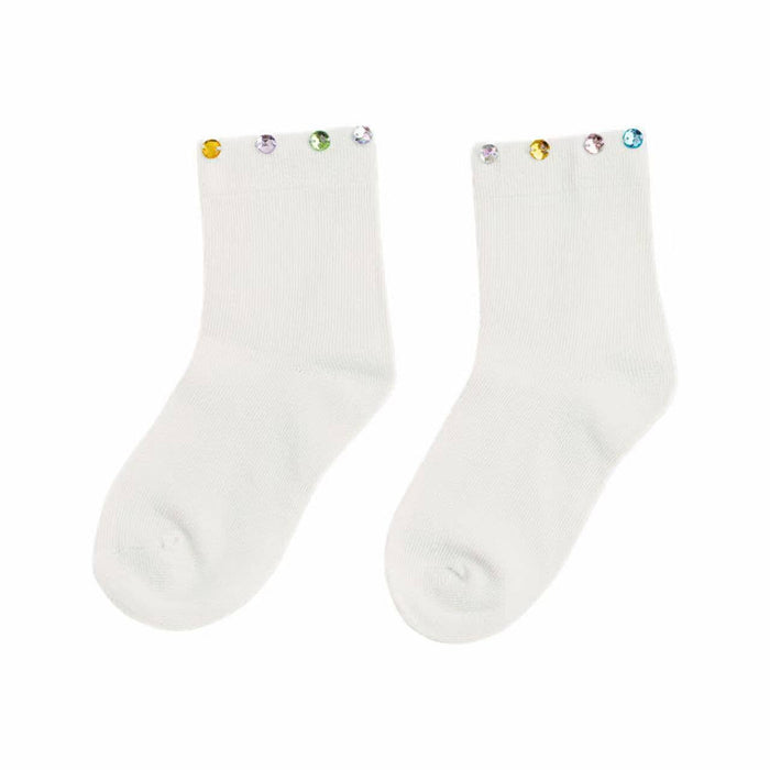 Lola + The Boys Accessories White Sparkle Gem Socks