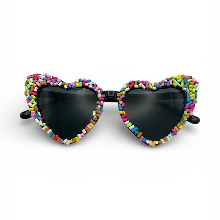 Lola + The Boys Accessories Black Sprinkle Heart Sunglasses