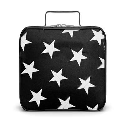 Top Trenz Accessories Black with white stars Stripe Puffer Insulated Lunch Box