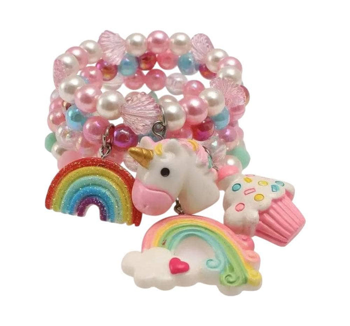 Lola + The Boys Accessories Unicorn Rainbow Fun Summer Fun Bracelets Set