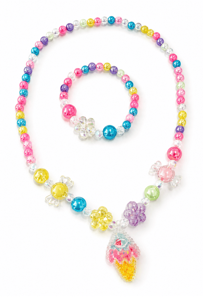 Lotus Accessories Rainbow Mix Sweet Treat Necklace and Bracelet Set