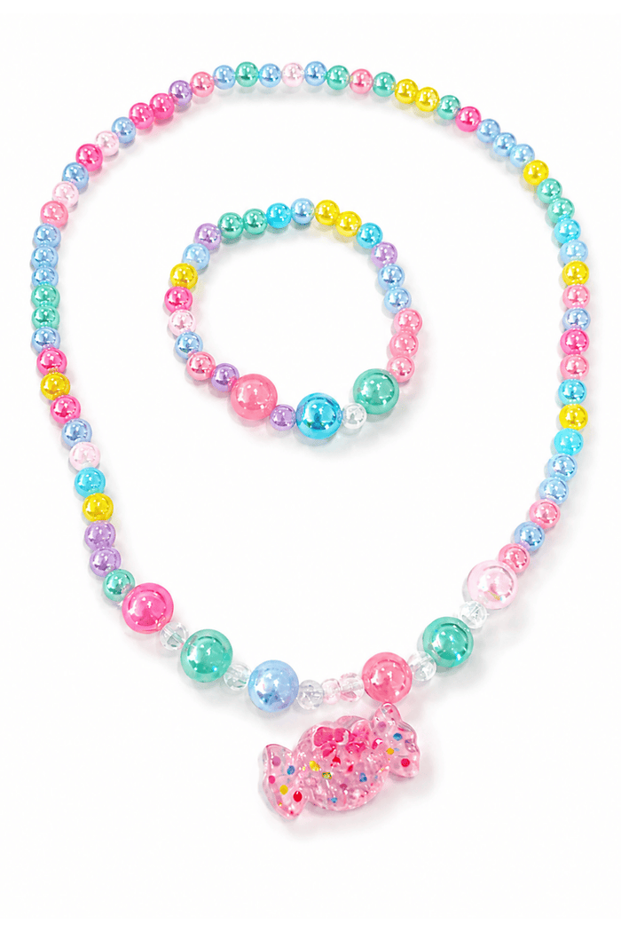Lotus Accessories Rainbow Candy Sweet Treat Necklace and Bracelet Set