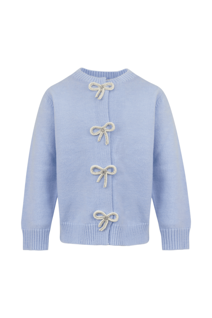 Lola + The Boys Azure Crystal Bow Cardigan