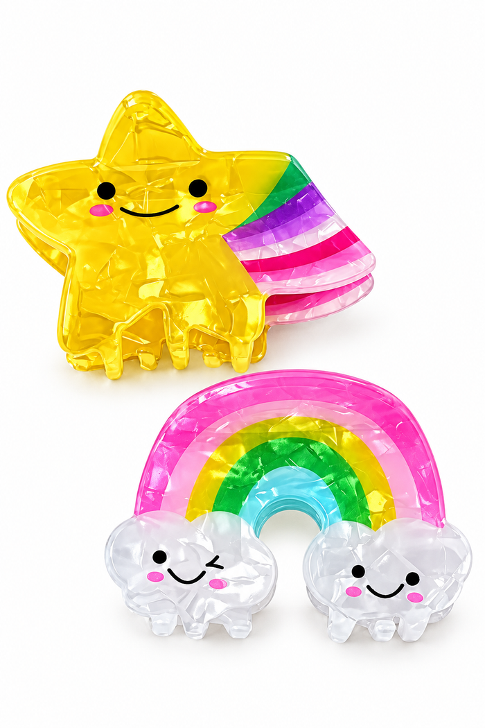 Shooting Star and Rainbow Claw Clip Set