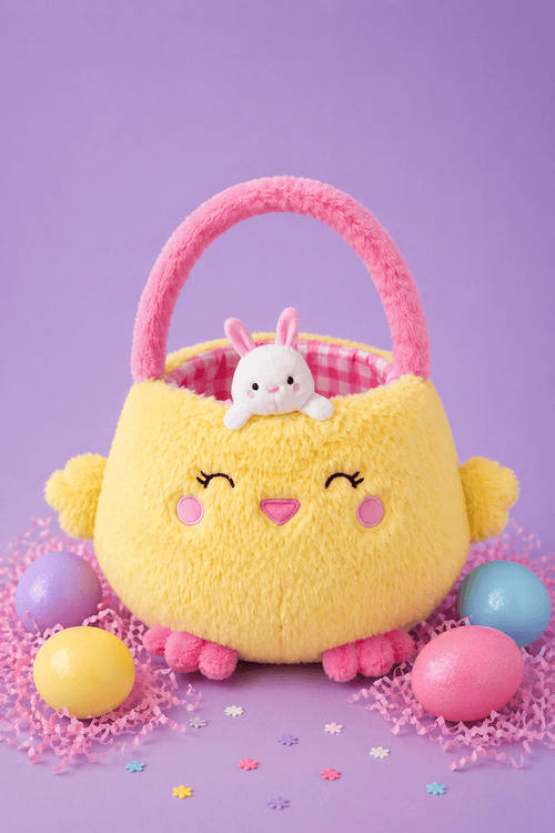 iScream Basket Hoppy Chick Basket Plush