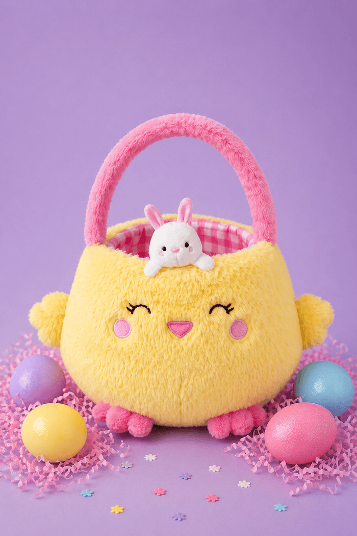 iScream Basket Hoppy Chick Basket Plush