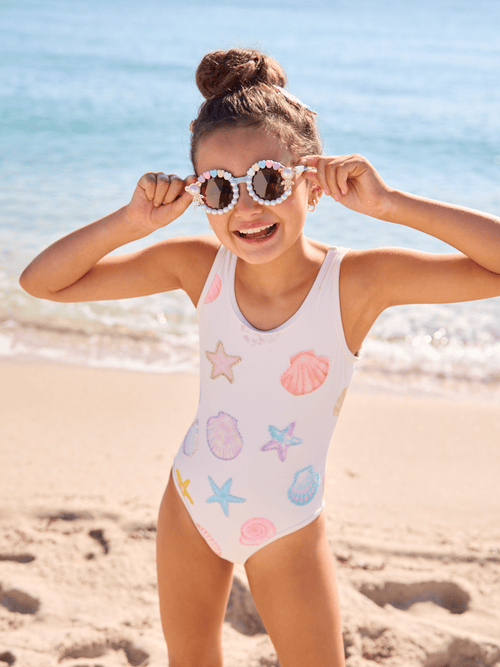 Lola + The Boys 2 Beaded Shells Swimsuit