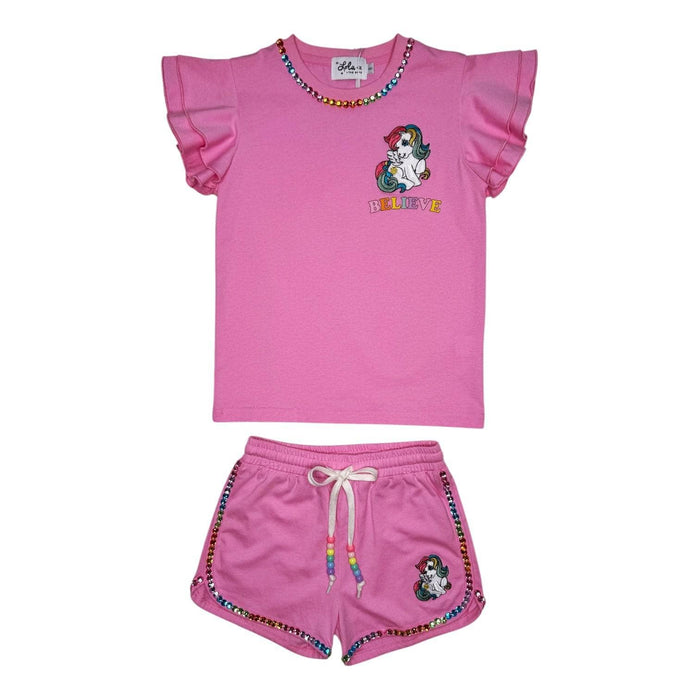 Lola + The Boys Believe Gem Ruffle Short Set