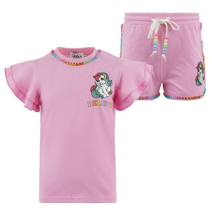 Lola + The Boys Believe Gem Ruffle Short Set