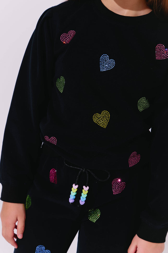 Lola + The Boys Black Crystal Heart Set