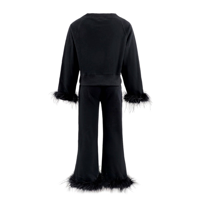 Lola + The Boys Black Feather Athletic Set