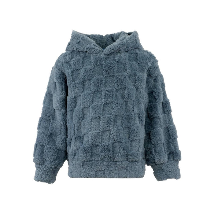 Lola + The Boys Blue Checker Fuzzy Hoodie