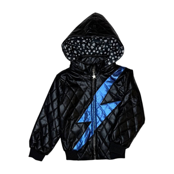 Lola + The Boys Blue Flash Leather Jacket