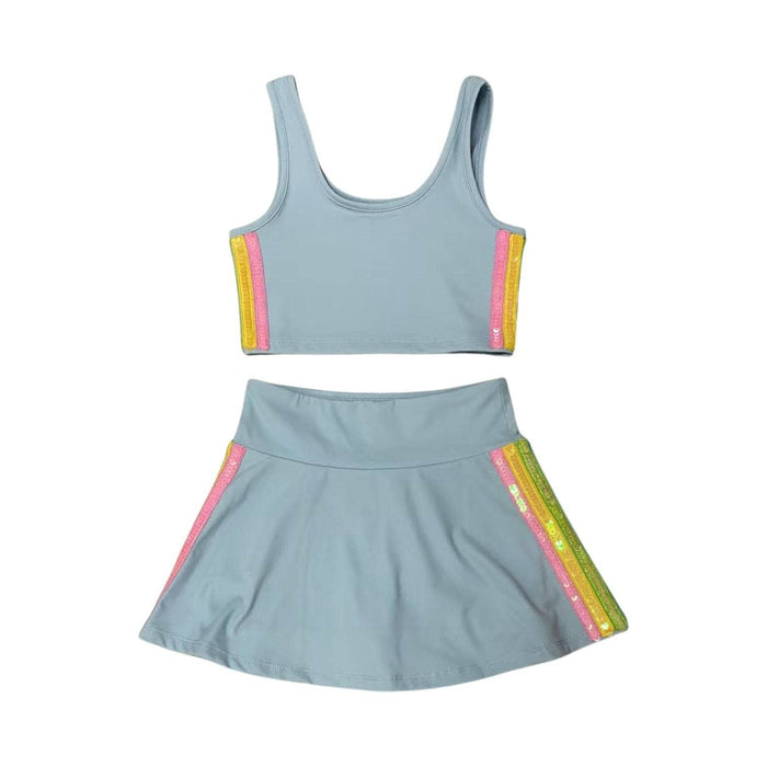 Lola + The Boys Blue Rainbow Sherbet Sequin Tennis Set