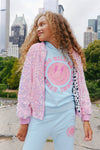 Lola + The Boys bombers Women's Pretty in Pink Sequin Bomber