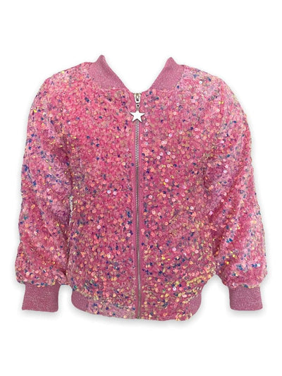 Lola + The Boys bombers Women's Pretty in Pink Sequin Bomber