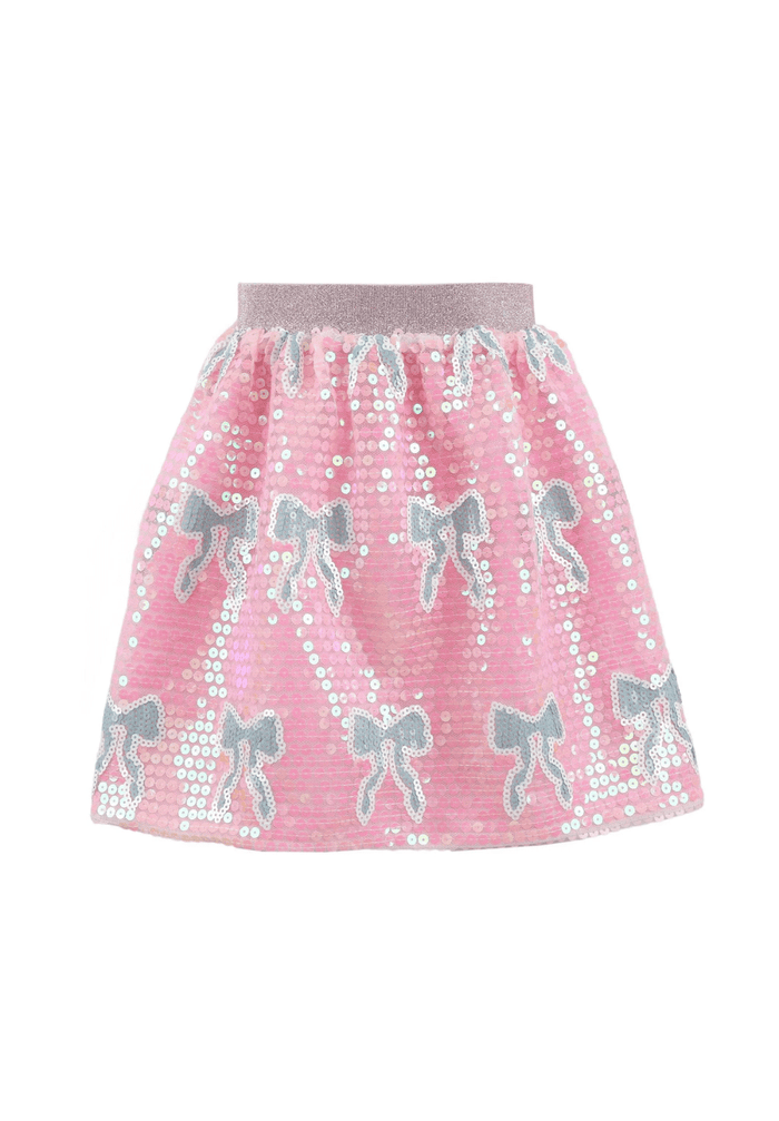 lola-new-arrival Bottoms Baby Blue Sequin Bow Skirt