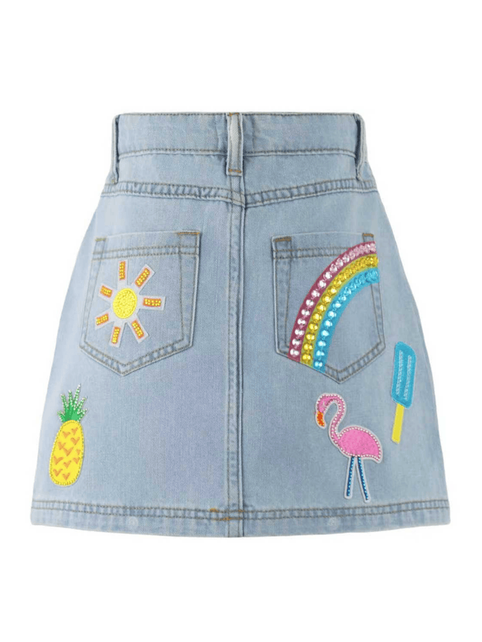 Lola + The Boys Bottoms Barbie™ Dream Denim Patch Skirt
