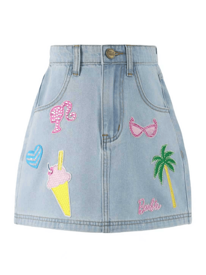 Lola + The Boys Bottoms Barbie™ Dream Denim Patch Skirt